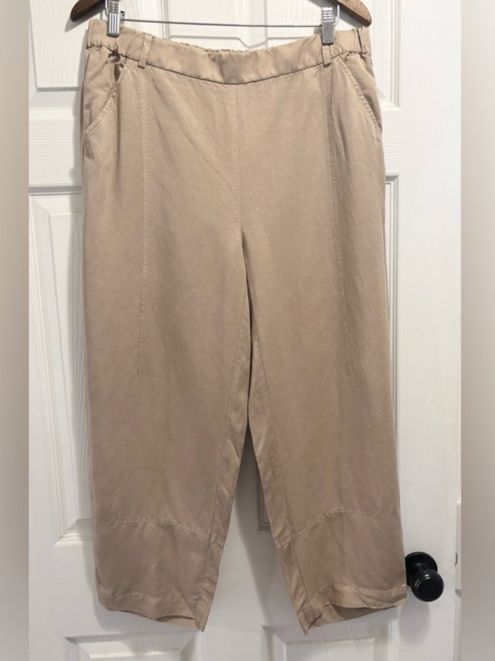 Eileen Fisher Lantern Pull On Pants Elastic Waist Linen Tencel Blend Size Medium